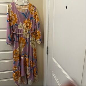 SHEIN Purple and Orange Floral Casual Dress